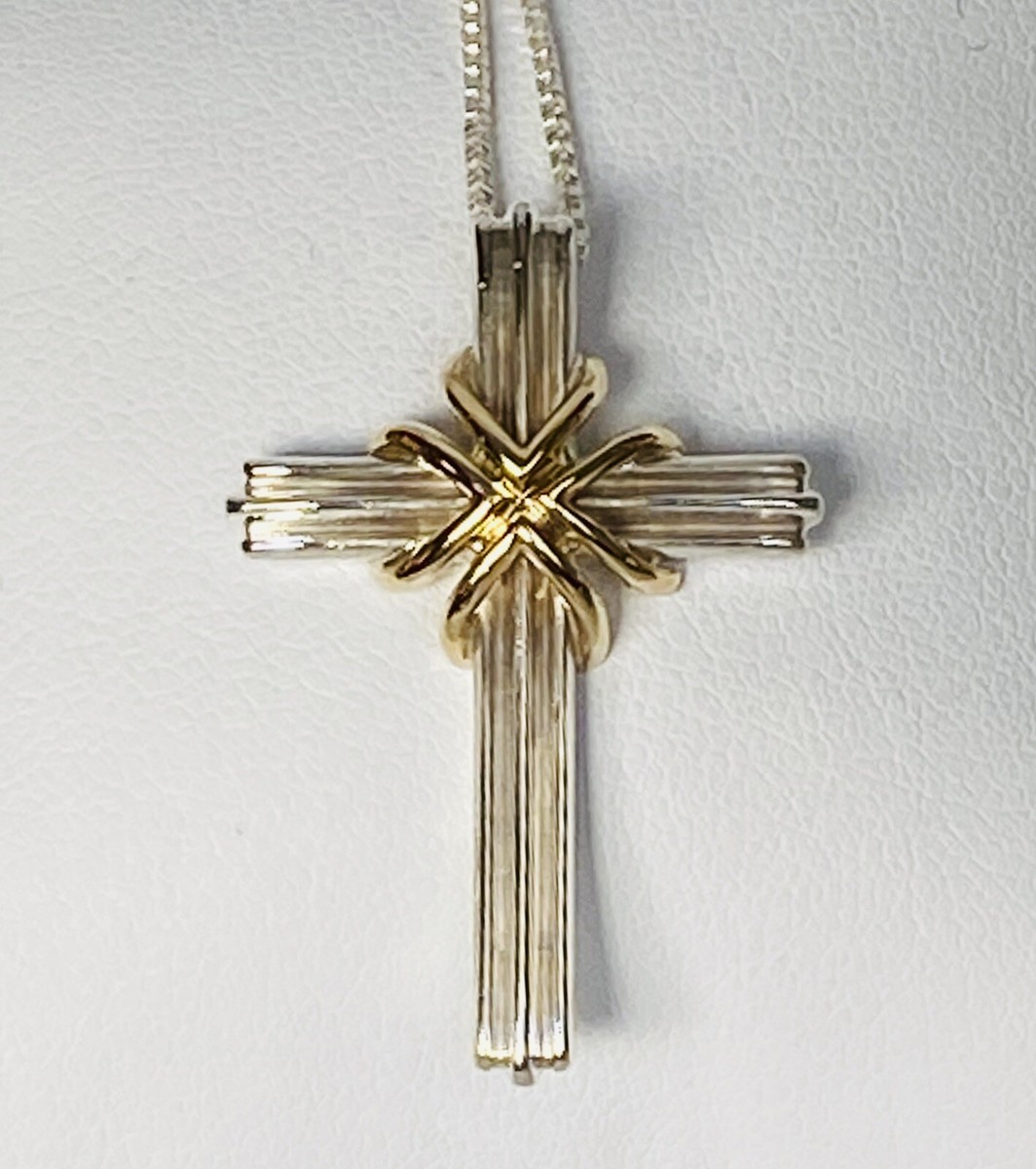 Tiffany & Co Vintage Sterling Silver & 18k Yellow Gold Cross