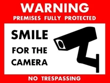 Smile For The Camera Security Warning Stickers / 6 Pack + FREE Shipping