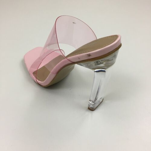 Neu ohne Karton Nasty Gal Damenschuhe rosa durchsichtige Riemen Lucite quadratischer Blockabsatz Größe 37 US - Bild 5 von 9