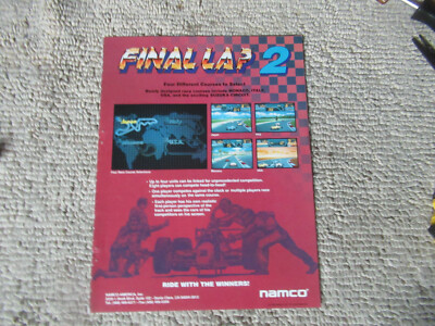  11- 8.5''  FINAl LAP 2 NAMCO  arcade video game  AD FLYER    