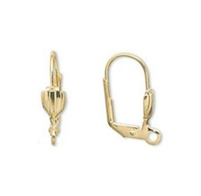 10 Gold Brass Scalloped Tulip Hinged Leverback Earring Wires Earwires Findings