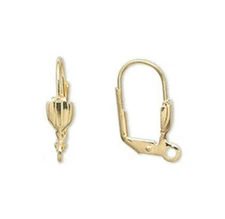 10 Gold Brass Scalloped Tulip Hinged Leverback Earring Wires Earwires Findings
