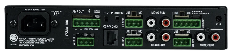 JBL CSMA180 80w Commercial 70v Amplifier Mixer For Restaurant/Bar/Cafe - Image 2 of 4