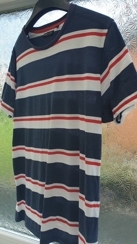 BRAVE SOUL T-Shirt Striped navy red white Size Large - Picture 3 of 3