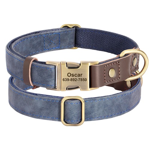 Collar de perro de cuero suave personalizado personalizado para mascotas cachorro nombre/número grabado gratis - Imagen 5 de 26