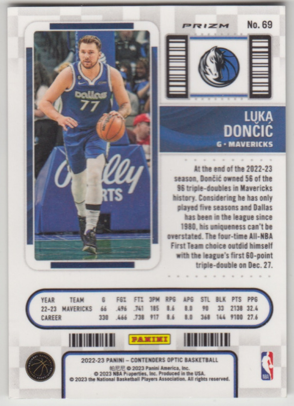 その他 Luka Doncic Contenders Optic RC Silver 2022-23 Contenders Optic Luka Doncic Season Tickt Silver