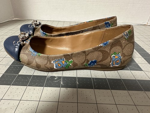 Coach Shoes Coach Leila Posey Women's Ballet Flats Tan And Blue Size 6.5 - Picture 3 of 12