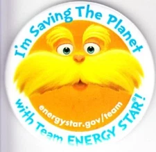 The Lorax Dr. Seuss Energy Star San Diego Comic-Con SDCC promo button or pin NEW