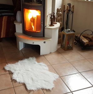 Lammfell Imitat 90x60cm Kunstfell Teppich Weiss Fell Bettvorleger