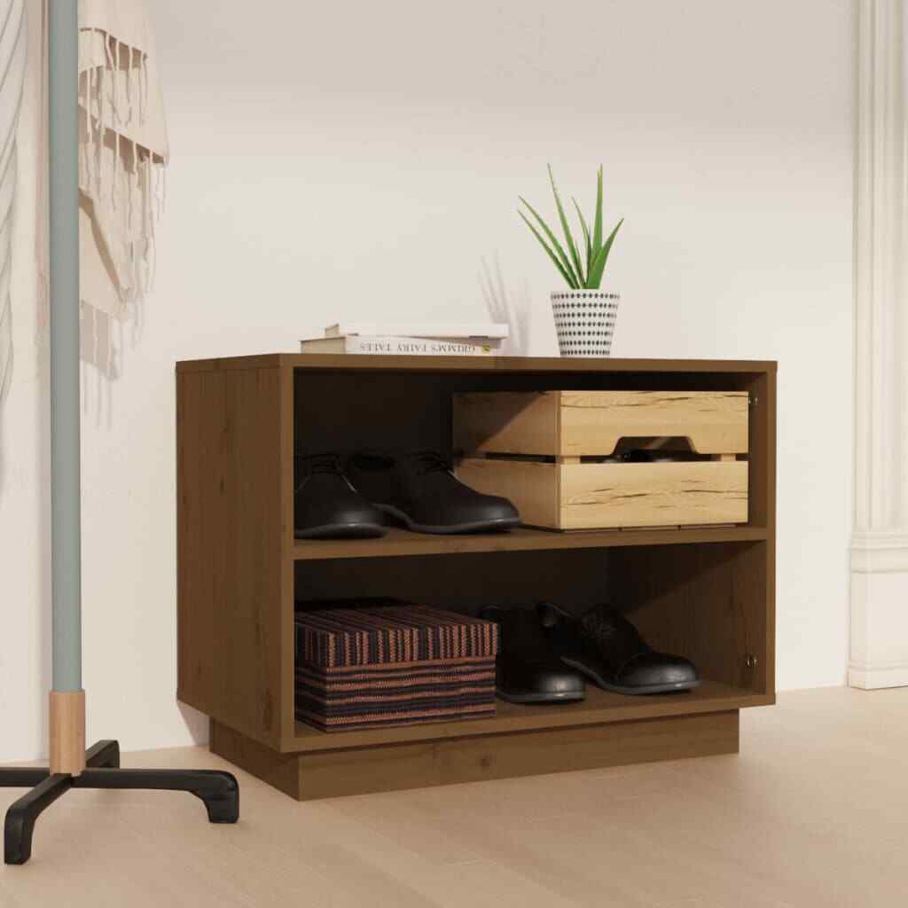Armario zapatero madera maciza de pino Multicolor 60x34x45 cm Estante vidaXL