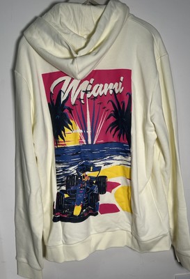 (L) Red Bull Castore Oracle Racing Miami Pullover Hoodie Cream Racing Car  RARE