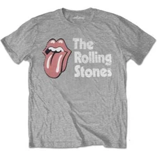 Rolling Stones Scratched Logo Official Merchandise Shirt Gray New