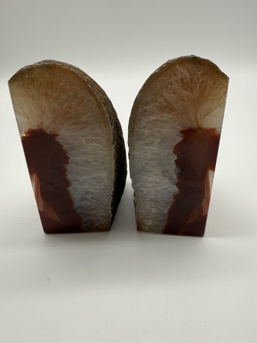 Ágata Geoda Ámbar Blanco Naturaleza Patrones Artísticos Juego de 2 Expositores Pulidos - Imagen 3 de 12