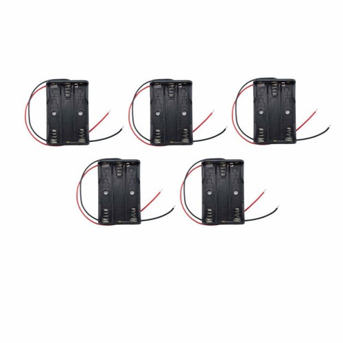 5 pcs 3 AAA Battery Storage Case Box Holder 1.5V with Wire Leads Black US Stock