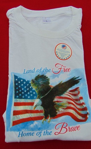 PATRIOTIC EAGLE & USA FLAG ~ MEN'S T-SHIRT ~ 100% COTTON ~ BRAND NEW - Picture 6 of 6