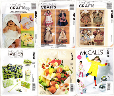 CHOICE: UNCUT McCall's Sewing Patterns Dolls Crafts Baby Child
