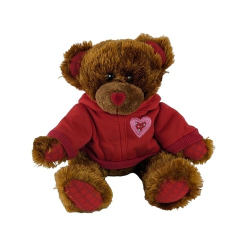 Dandee Valentine Teddybär Plüschtier 9 Zoll Stofftier Spielzeug rotes Herz Nase Hoodie - Bild 1 von 6