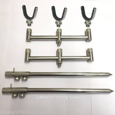 2 SS 20 cm Buzz Bars + 2 DS 30-50 CM Angelbank Stöcke 3 Ruten Set + 3 u Rutenauflagen