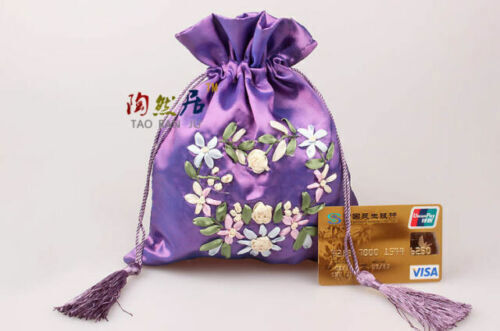 Wholesale 10pcs Chinese Handmade Silk Embroidery Bags Coin Purse Jewelry Pouchs - Picture 5 of 11