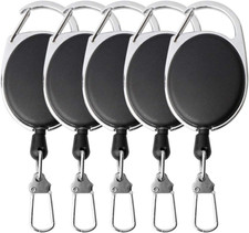5 Retractable Key Chain Heavy Duty ID Card Fob Lot Belt Clip Lanyard Extendable