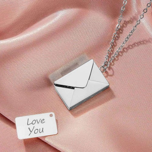 Love You Brief Umschlag Anhänger Edelstahl Kette Halskette für Frauen Geschenk - Bild 10 von 14