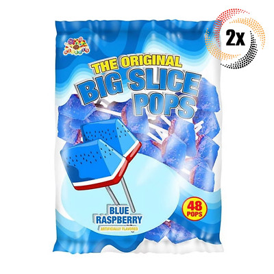 2x Bags | Alberts Original Blue Raspberry Big Slice Pops | 48 Lollipops ...