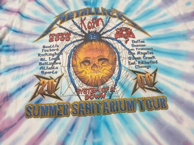 Metallica Vintage T Shirt 2000 Concert Tour Summer Sanitarium Tie