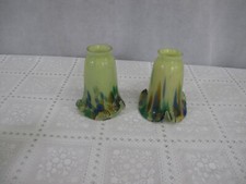 Pair of Hand Blown Glass Tulip Shades Light Green Multi