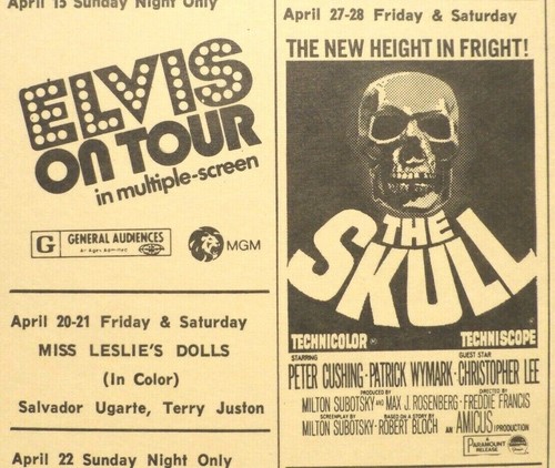 1973* CLAXTON, GA DRIVE-IN TARJETA DE VENTANA DE ABRIL: BLACKULA/THE CRÁNEO/ELVIS - Imagen 3 de 3