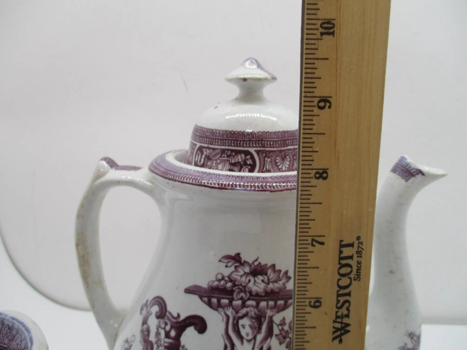 Antigua tetera, azúcar y crema Thomas Booth T.B.& Co. púrpura de 1870 Foto 2 de 4