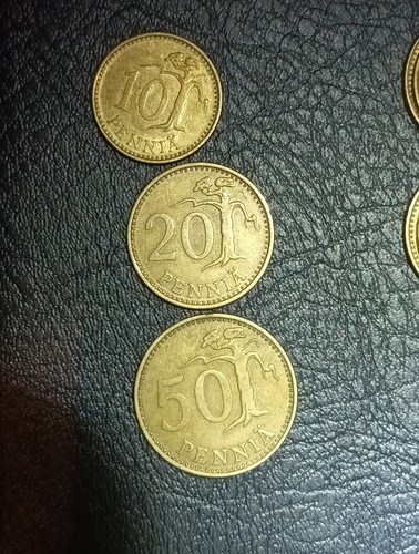 3 of Lots Coin 1974 Finland 10 and 20 , 50 Markkaa Aluminium Bronze Coin Fine - Picture 13 of 13