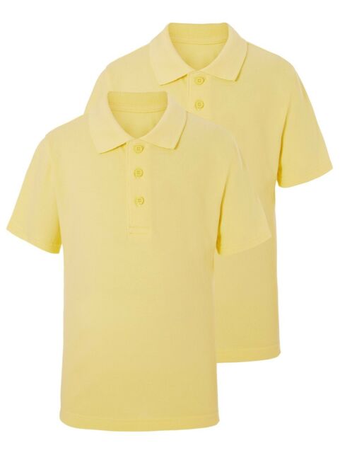 2 Pack Boys Plain 100% Cotton Yellow Polo Shirts Children School T-Shirt Summer 2 Pack Boys Plain 100% Cotton Yellow Polo Shirts Children School T-Shirt Summer