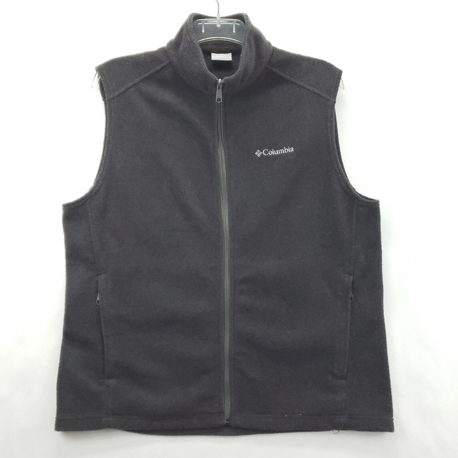 Columbia Vest Fleece Jacket Mens Large Gray Mock Neck Full Zip