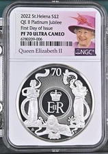 2 oz Silver Queen Elizabeth II Platinum Jubilee Proof First Day of Issue