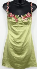 Princess Polly Womens Kenzie Green Mini Dress Size 4 Cottage Floral Satin New