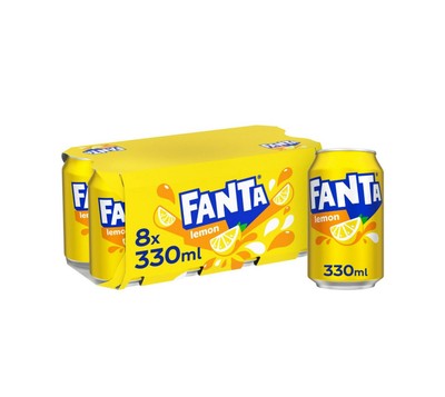 Fanta Soft Drink Cans 330ml -  Lemon Mix Fruit Pack of 8