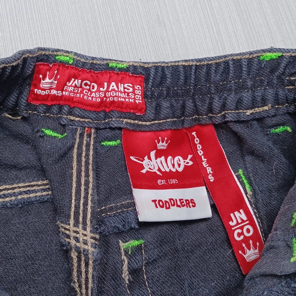 Pantalones Cortos Carpintero JNCO Niño Pequeño Talla 4T Negro Dinosaurio De Colección Y2K Foto 4 de 4