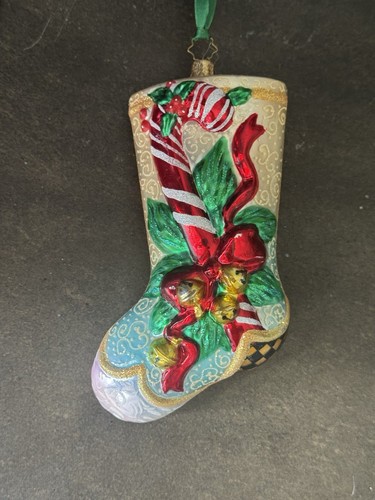 Radko Portrait Stocking "Peppermint Jingle" Ornament- 6 1/2" EC # 1013569 - Picture 3 of 14