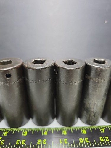 Snap on Tools Sim Deep Impact 6 Point Sockets Set of 10 SAE Used 1-1/8 -1/2 - Foto 3 di 19