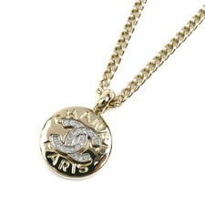 Chanel GP Glass Stone Coco Mark Necklace ABG026 B21074 59cm Women's