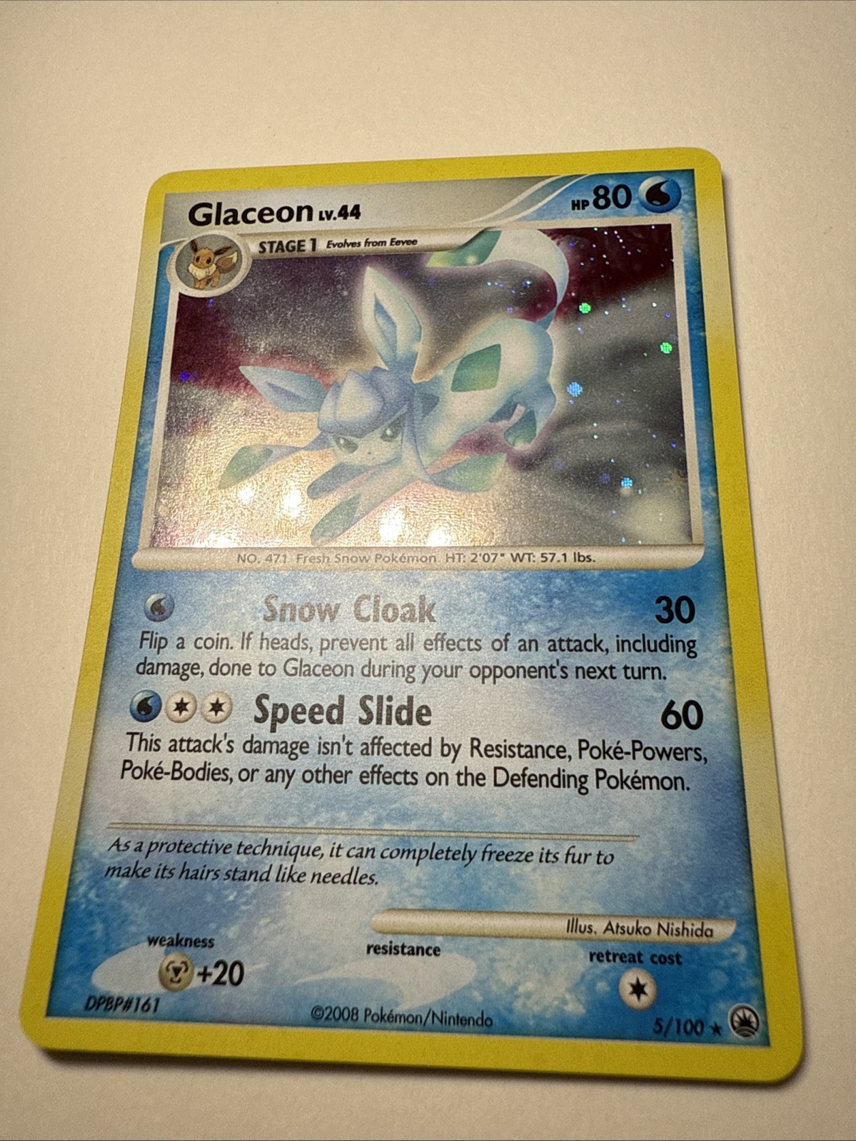 Glaceon Majestic Dawn Holo Rare Card 5/100 Near Mint NM Condition