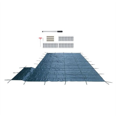 Inground Pool Safety Cover Winter Pool Cover 20 x 38ft W/ Right Step For 18x36FT