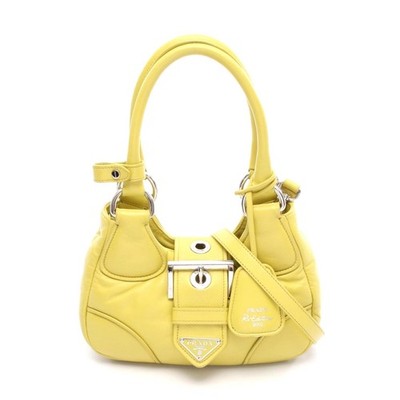 Prada Moon Lambskin Handbag Women Yellow One Size