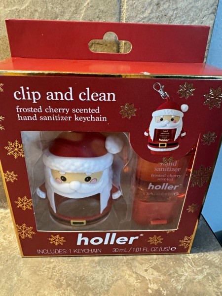 Cleanning Hand Sign Holler Clip & Clean Frosted Cherry Scented Hand Sanitizer Keychain 30mL ...
