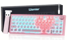 Womier 60% Percent Keyboard Pink Mechanical, QMK/VIA Creamy Gaming Keyboard T...