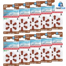 Size 312 Hearing Aid Batteries, 60 Count Long-Lasting Battery Pack, Brown Lon...
