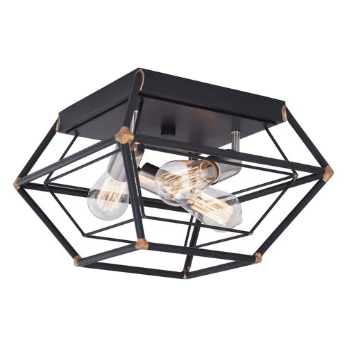 Vaxcel - Bartlett 3-Light Flush Mount in Industrial and Cage Style 8.75 Inches - Picture 1 of 4