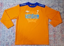 UNIQUE UMBRO ORANGE TRAINING SHIRT/JERSEY-BIG LOGO-SZ YOUTH 140 10/11 YRS -EUC