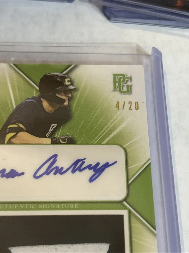 2021 Leaf Perfect Game National Showcase Roman Anthony Patch Auto Green 4/20 SP - Image 3 of 4