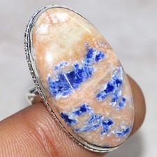 925 Silver Plated Sodalite Ring US 7 Boho Chic Style GW
